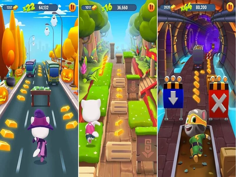 Đường chạy trong Talking Tom Gold Run Hack được thay đổi liên tục