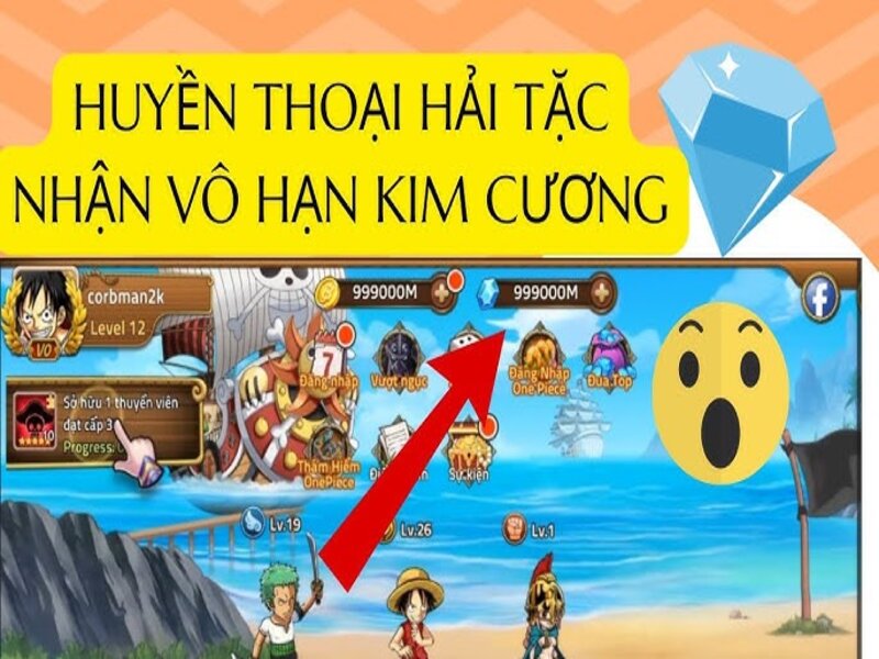 Hack Huyền Thoại Hải Tặc mang đến tính năng vô hạn tiền, kim cương