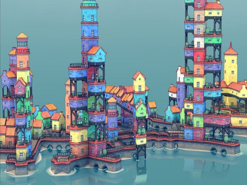 Trong Townscaper Apk hãy xây dựng các tòa nhà với độ cao thấp khác nhau