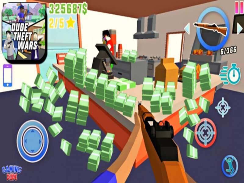 Tính năng vô hạn tiền trong Dude Theft Wars