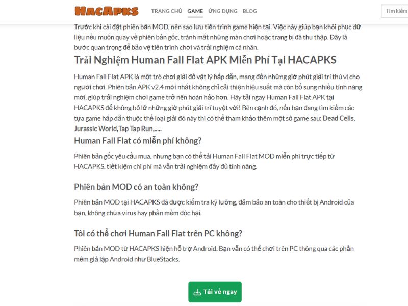 Các Bước Tải Human Fall Flat APK Tại HACAPKS