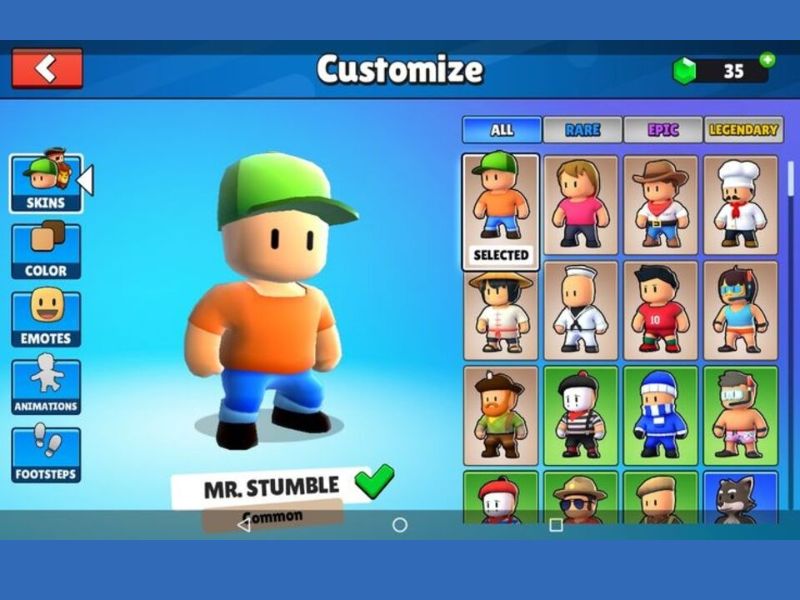 Cá nhân hóa nhân vật trong Stumble Guys Hack