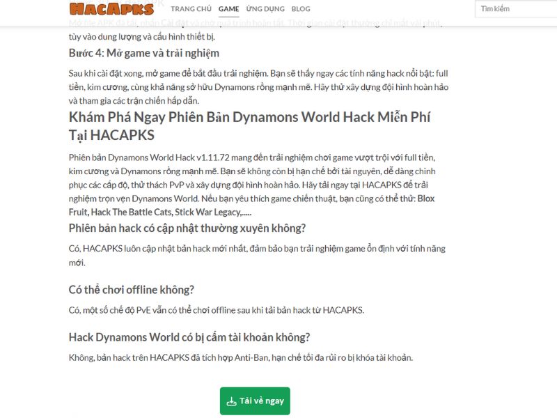 Các Bước Tải & Cài Đặt Dynamons World Hack Tại HACAPKS