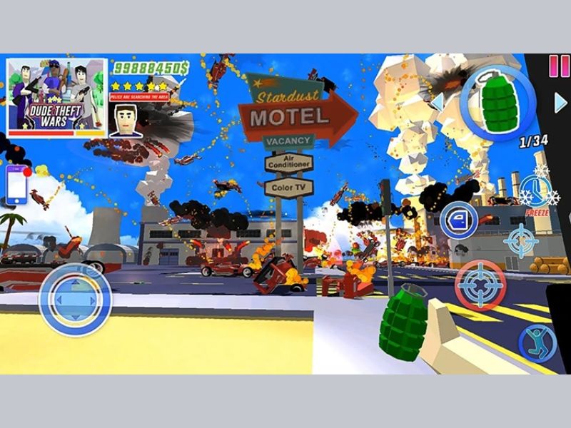 Khám phá thế giới tự do trong Hack Dude Theft Wars