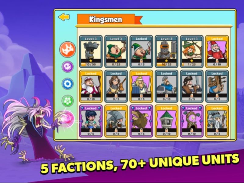 Lối chơi thẻ bài đơn giản trong Hack Tower Conquest