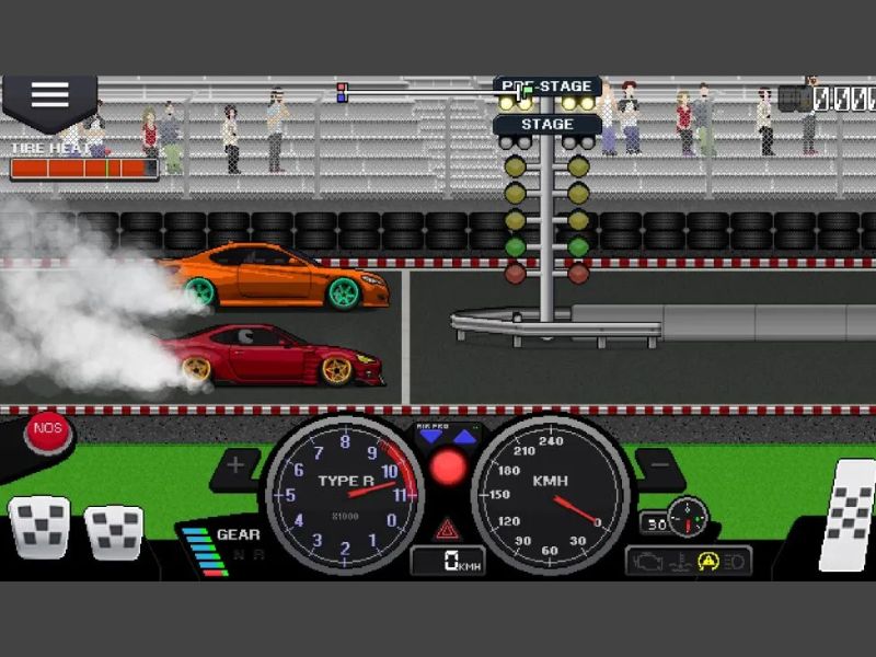 Lái xe đua tốc độ cao trong Hack Pixel Car Racer