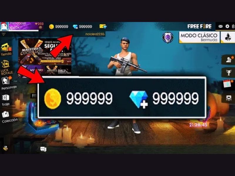 Tính năng Vô Hạn Kim Cương trong Hack Free Fire